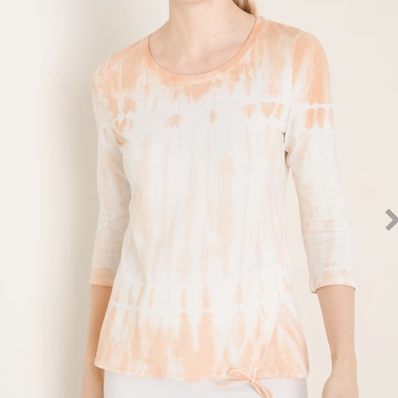 Chico's tie dye classic fit round neckline ruched Boho top laidback chic Sz 3/XL - Picture 1 of 7